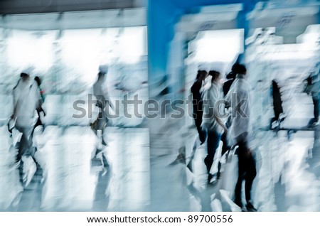 urban scene big city walking business person abstract background blur motion