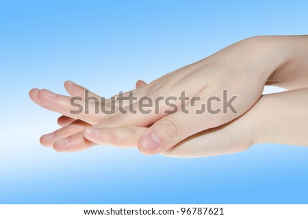 professional medical hand washing gesture isolated step two