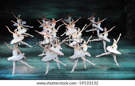 CHENGDU, CHINA - DECEMBER 23: Russian royal ballet perform Swan Lake ballet at Jinsha theater December 23, 2008 in Chengdu, China