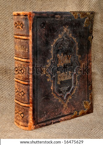 Ancient Leather Bound Holy Bible with Brass clasp and decoration