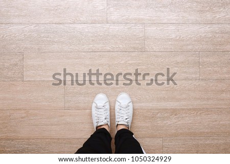 Similar – Image, Stock Photo Top view of feet on sand