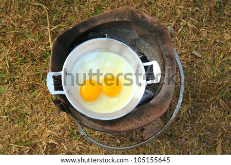 eggs cooked on a camping stove