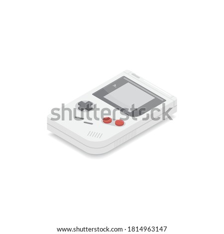 Isometric gameboy classic icon, retro game technology