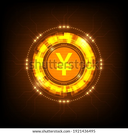 Yuan currency sign on a digital background