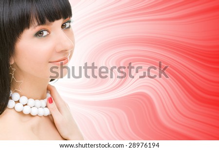 pretty woman portrait on the yellow background