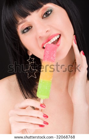 sweet woman with icecream