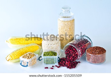 Variety of foods with phosphorus (minerals) isolated on white