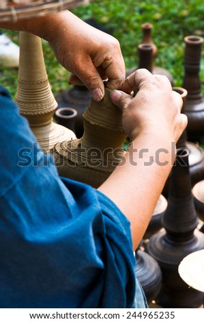 Folk Crafts of molding pottery, Thailand.