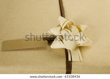 Beautifully naturally wrapped gift with name tag.