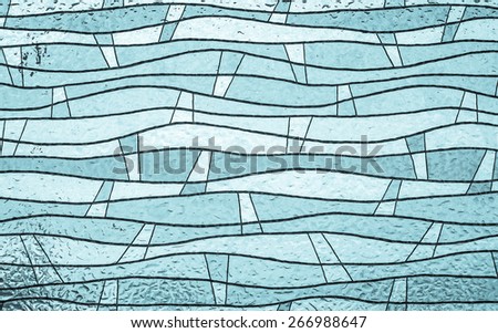Close up of blue stained glass, abstract vintage background