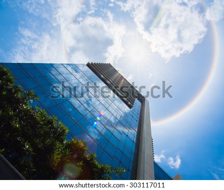 Amazing sun halo over the Building.