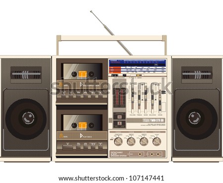 retro ghetto blaster radio illustration
