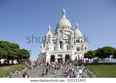 PARIS - AUGUST 04: Sacre Coeur in Paris\'s Montmartre district. 04 August 2013, France.
