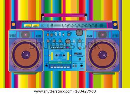 a colorful vector illustration of a fantastic retro ghettoblaster 