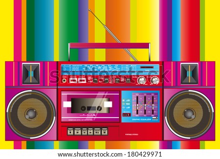 a colorful vector illustration of a fantastic retro ghettoblaster 