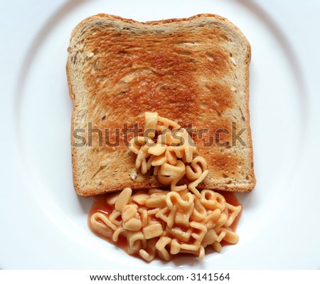 piece of toast with alphabetti spaghetti