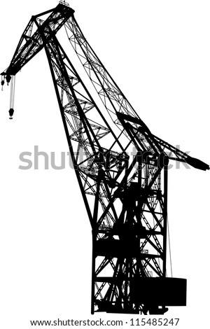 Silhouette of the port crane on a white background