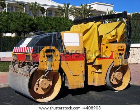 road roller used in a new road construction