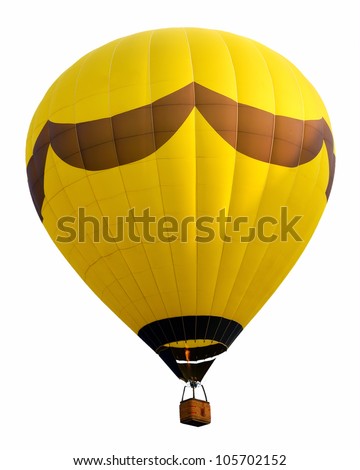 Yellow hot air balloon isolated against background
