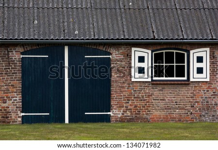 Dutch farmhouse, door and window. View has been removed from window