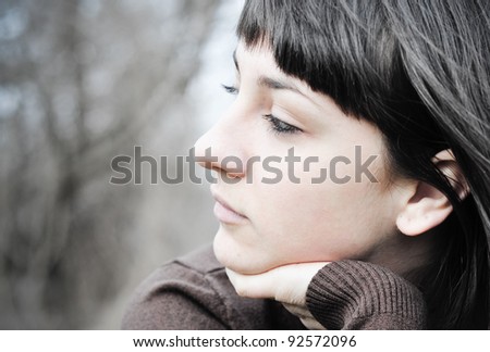 Woman expressing depression; depression face