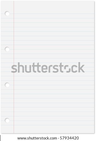 Blank White Paper Sheet With Blue Lines, Margin And Holes. Stock Vector ...