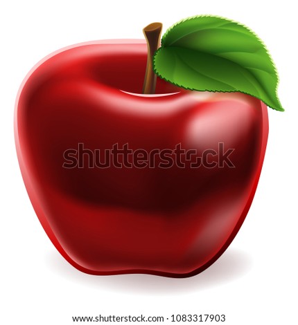 A cartoon shiny red apple icon illustration