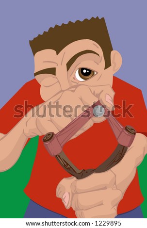 a boy with a slingshot