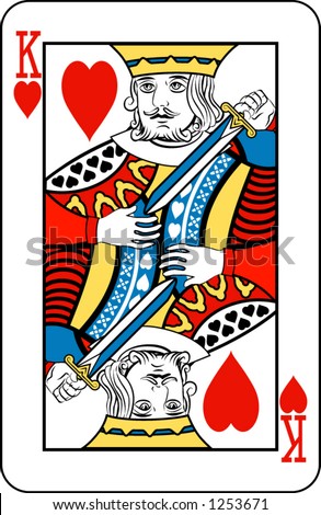 King of hearts from deck of playing cards, rest of deck available.