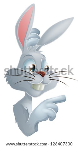 An Illustration Of A Cute Cartoon White Rabbit Peeking Round From ...