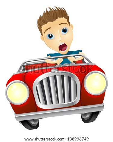 Boy Driving Car Cartoon clip art Free Vector / 4Vector