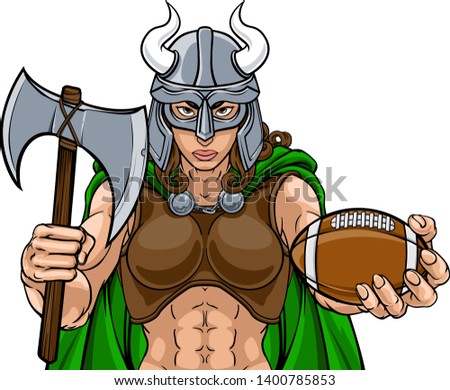 A Viking female warrior woman gladiator American football sports mascot