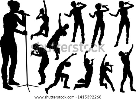 Similar – Image, Stock Photo Silhouette of male singer in studio