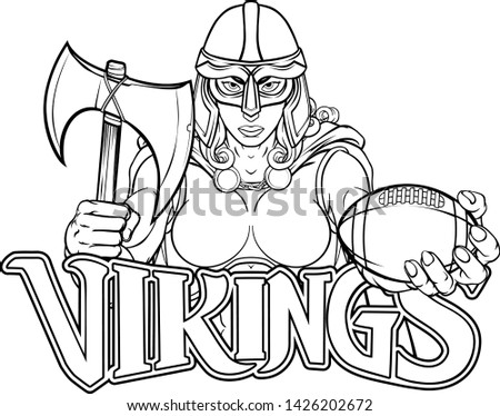 A female Viking, Trojan Spartan or Celtic warrior woman gladiator knight American football sports mascot