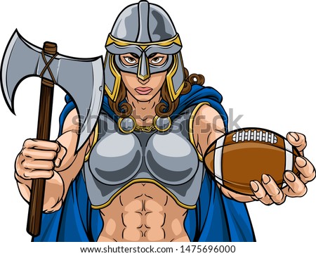 A female Viking, Trojan Spartan or Celtic warrior woman gladiator knight American football sports mascot