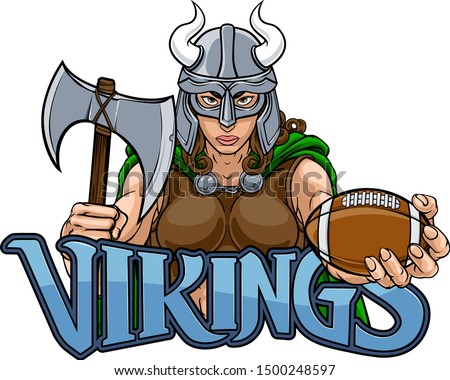 A Viking female warrior woman gladiator American football sports mascot