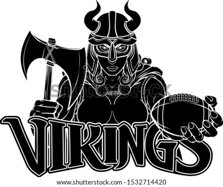 A Viking female warrior woman gladiator American football sports mascot