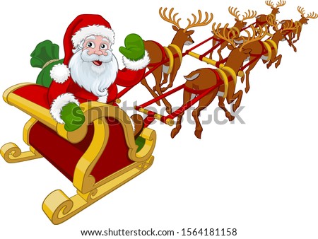 Free Clipart Santa And Reindeer Flying | Free download on ClipArtMag