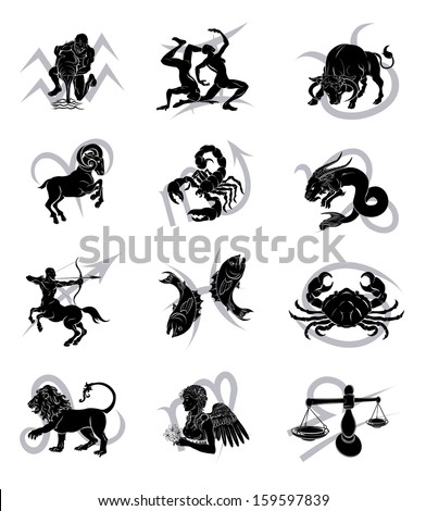 The Twelve Astrology Horoscope Signs Of The Zodiac. Aquarius Gemini ...