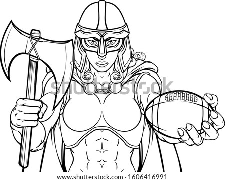 A female Viking, Trojan Spartan or Celtic warrior woman gladiator knight American football sports mascot