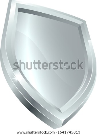 A shield silver shiny metal icon design element 