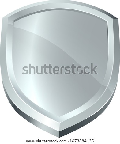 A shield shiny metal silver secure protection or security defence icon