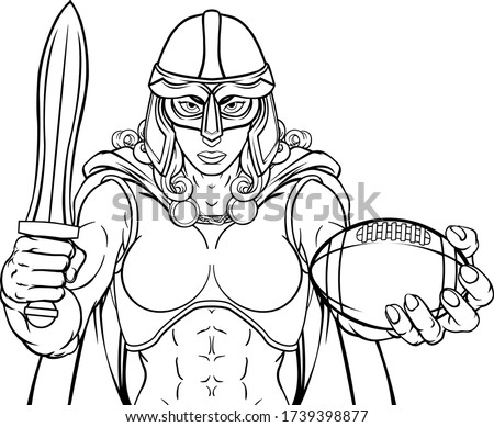 A female Viking, Trojan Spartan or Celtic warrior woman gladiator knight American football sports mascot