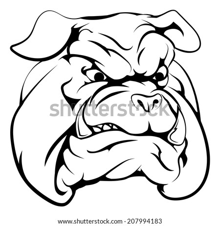 A Black And White Illustration Of A Fierce Bulldog Animal Character Or ...