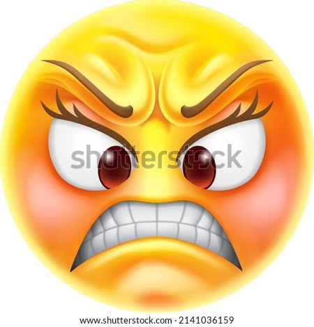 An angry jealous or mad emoticon cartoon face hating something icon