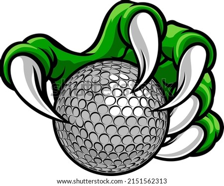 A sports claw or monster hand holding a golf ball