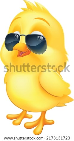 A cool Easter baby chick chicken bird cartoon character in sunglasses or shades