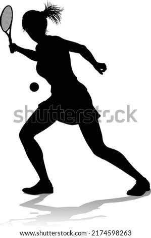 A tennis player woman female sports person in silhouette