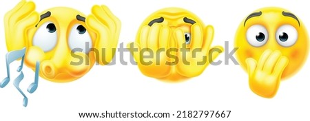 A set of hear, see, speak no evil emoticon face cartoon icons 