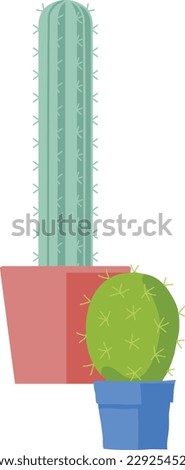 Cactus or cacti House plants or houseplants in pots stylised cartoon illustration